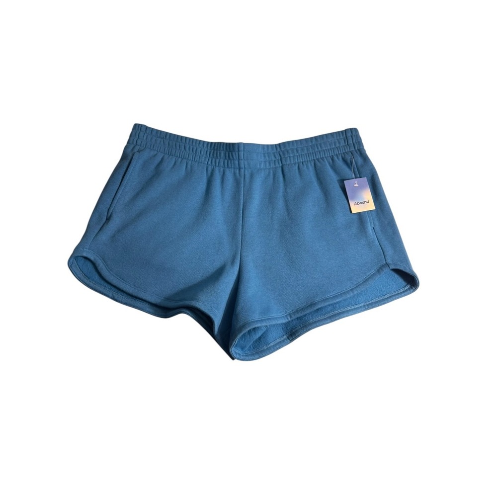 Abound Womens Blue Fleece Lounge Dolphin Shorts XL New Pockets Cotton Blend